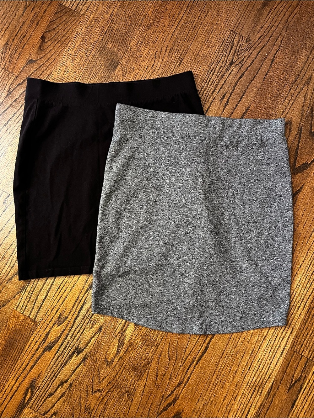 “Divided” Pencil Skirt Duo — Black & Gray